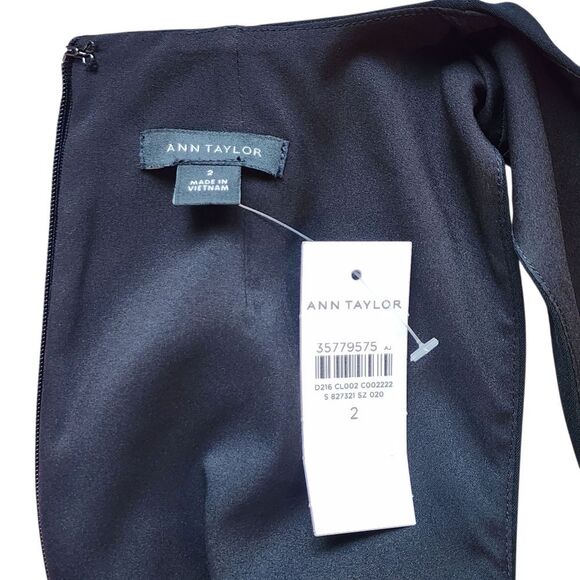 Ann Taylor Black Sleeveless Shell Dress with Feather Hem, Sz. 2 - Picture 5 of 7